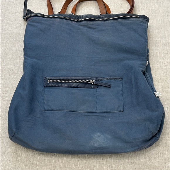 Christopher Kon Crossbody Bag Blue Leather Large Travel Tan Buckles - Picture 8 of 16